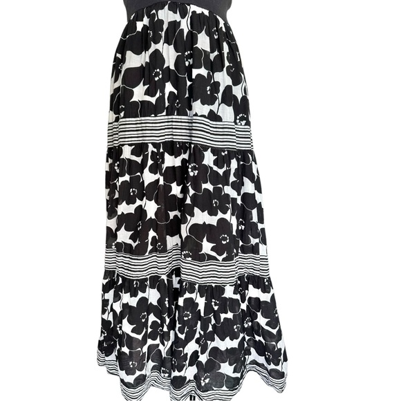 Jonathan Martin Halter Sun Maxi Dress Black & White Floral & Stripes Size 8 - Picture 3 of 14